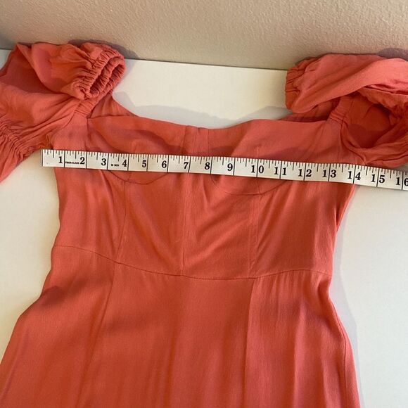 We Wore What Peach Puff Sleeve Midi Dress Size 2 - Picture 12 of 13